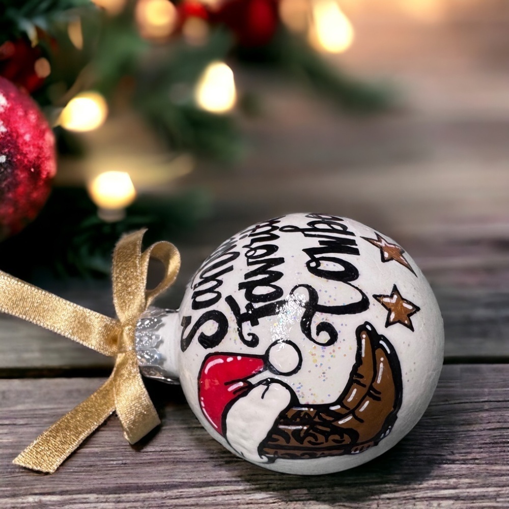 Santa's Favorite Cowboy Holiday Ornament - Saddle Up for a Country Christmas! - Picture 7 of 12
